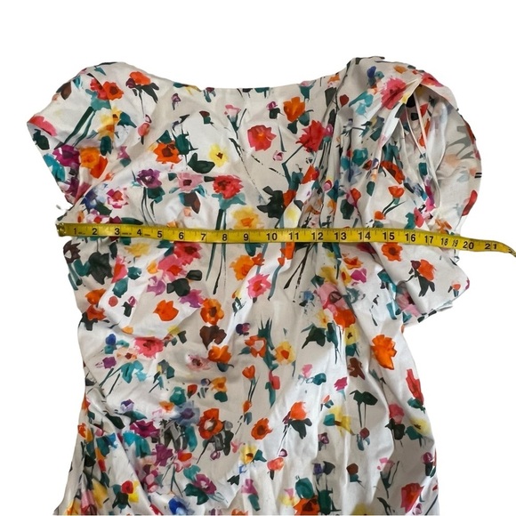 Talbot Runhof Gorgeous Midi Dress Floral Ruched Unique 12 Fairy whimsical - Picture 12 of 16